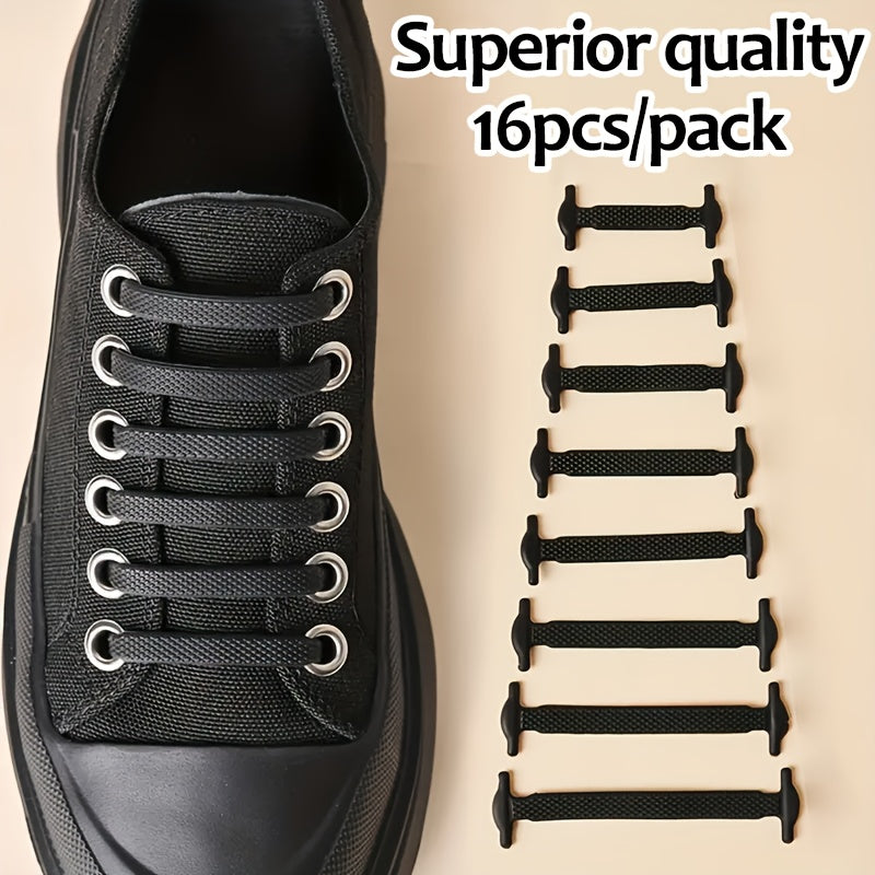 16pcs Silicone Elastic Shoelaces for Sports and Casual Shoes Durable PVC