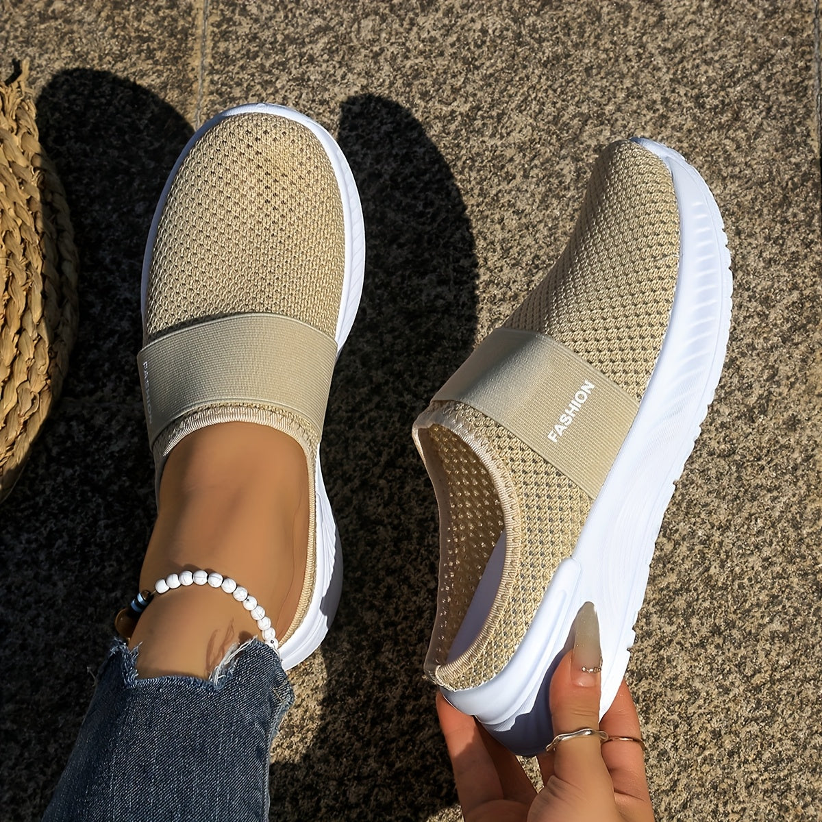 Women's Breathable Slip-Resistant Flat Shoes with Cushioned Insole Black/Navy