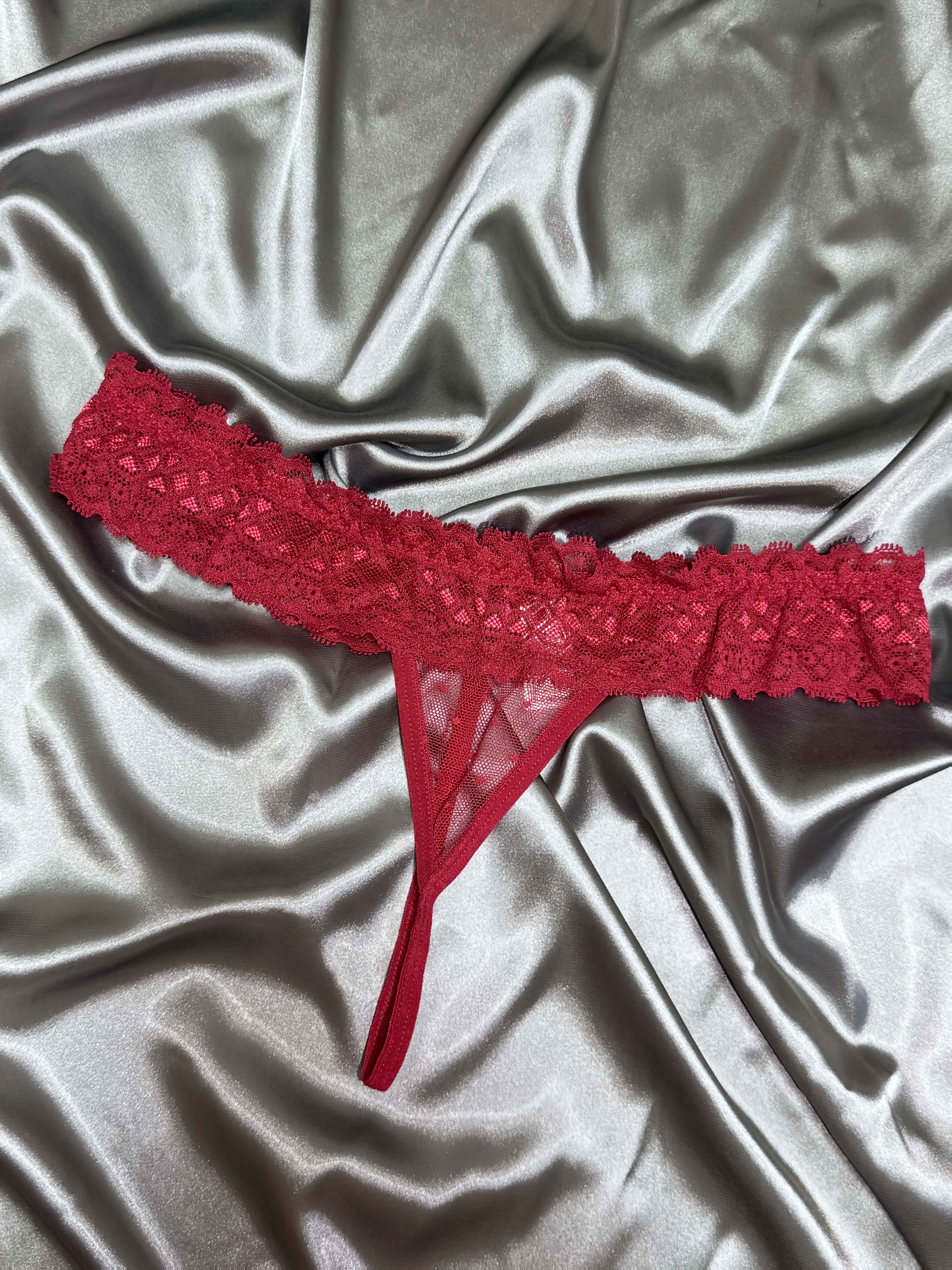 Women's Red Polka Dot Lace Thong for Valentine's Day Lingerie