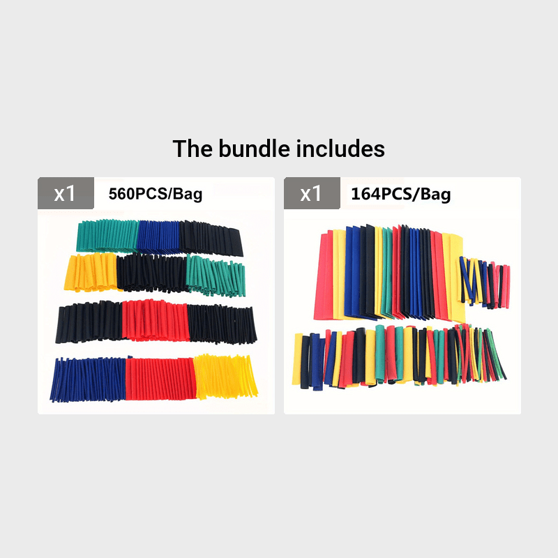 Heat Shrink Tubing Set 164/560 Pcs Multi-Color Polyolefin Wire Wraps