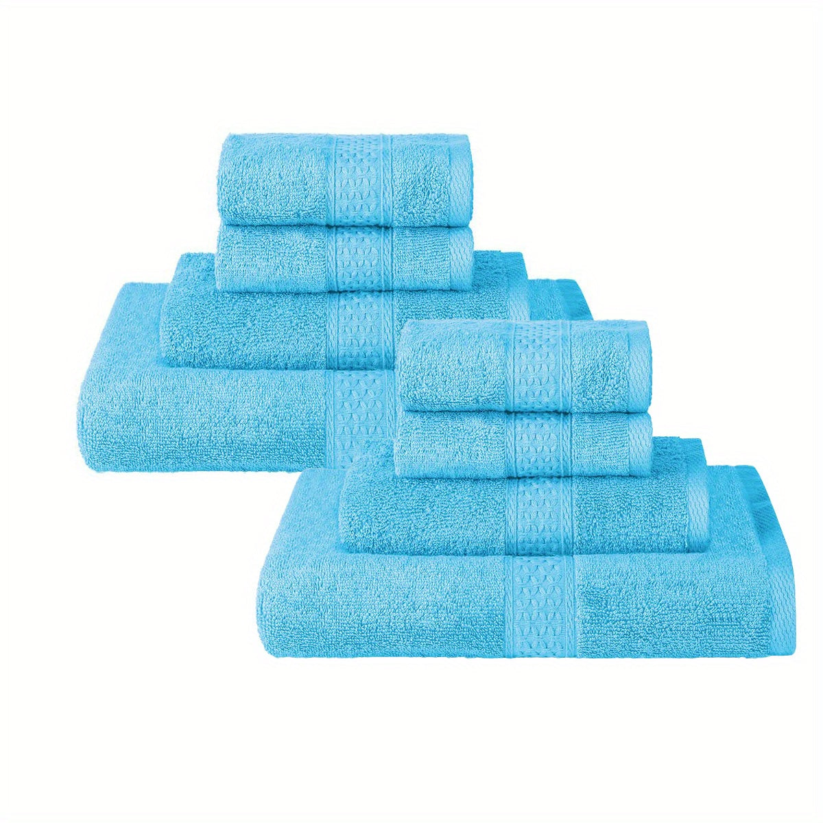 8-Piece Solid Color Towel Set Bath Hand Washcloths Absorbent Soft