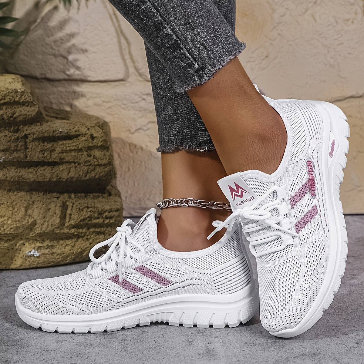 Women’s Casual White Sneakers Breathable Comfort Flat Sole