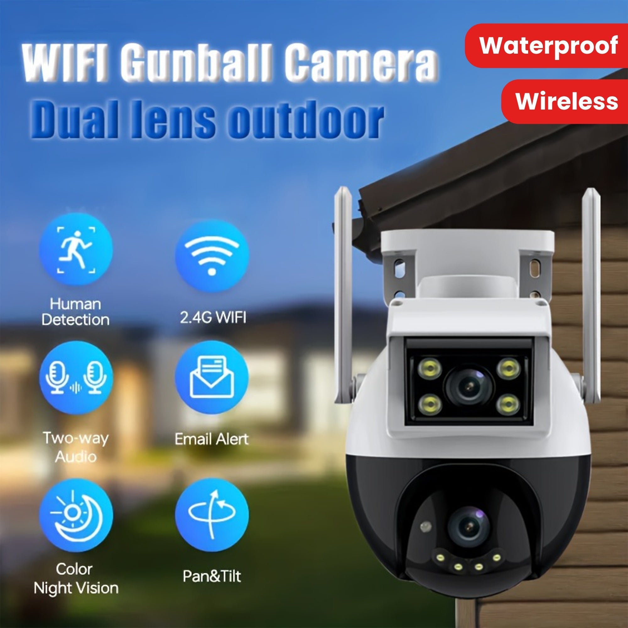 Wireless Outdoor Security Camera with Night Vision, Motion Detection, Two-Way Audio