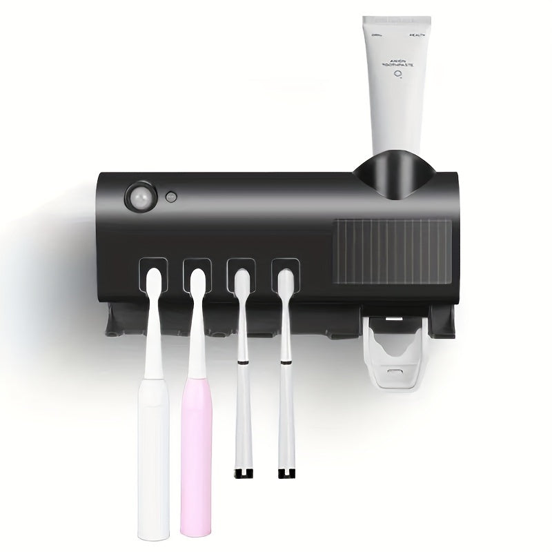 Wall-Mounted Toothbrush Holder with Smart Toothpaste Dispenser USB Rechargeable Battery