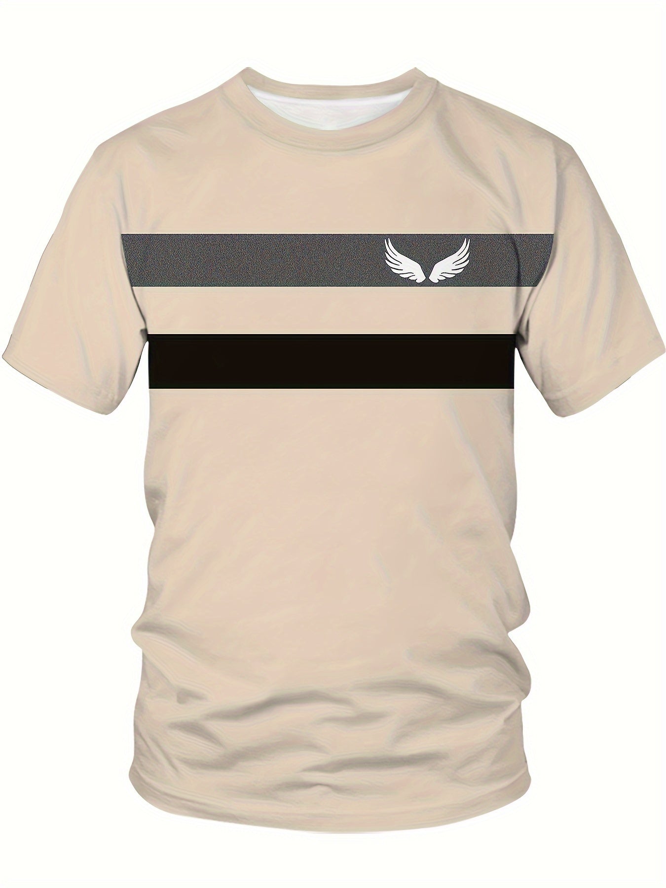 Мужская футболка с 3D-принтом ангельских крыльев, короткий рукав, круглый вырез, полиэстер спандекс, увеличенный размер