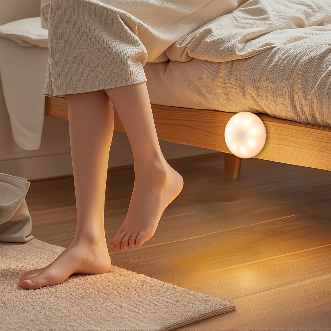 Touch Control LED Night Light with Warm and White Light USB Charging Magnet Mount