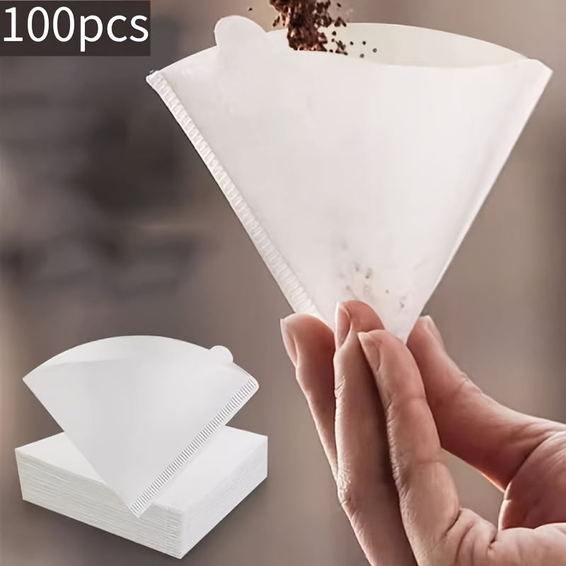 Pack of 100 Cone Coffee Filters for Drip Brewing, Disposable, Kitchen and Restaurant Use