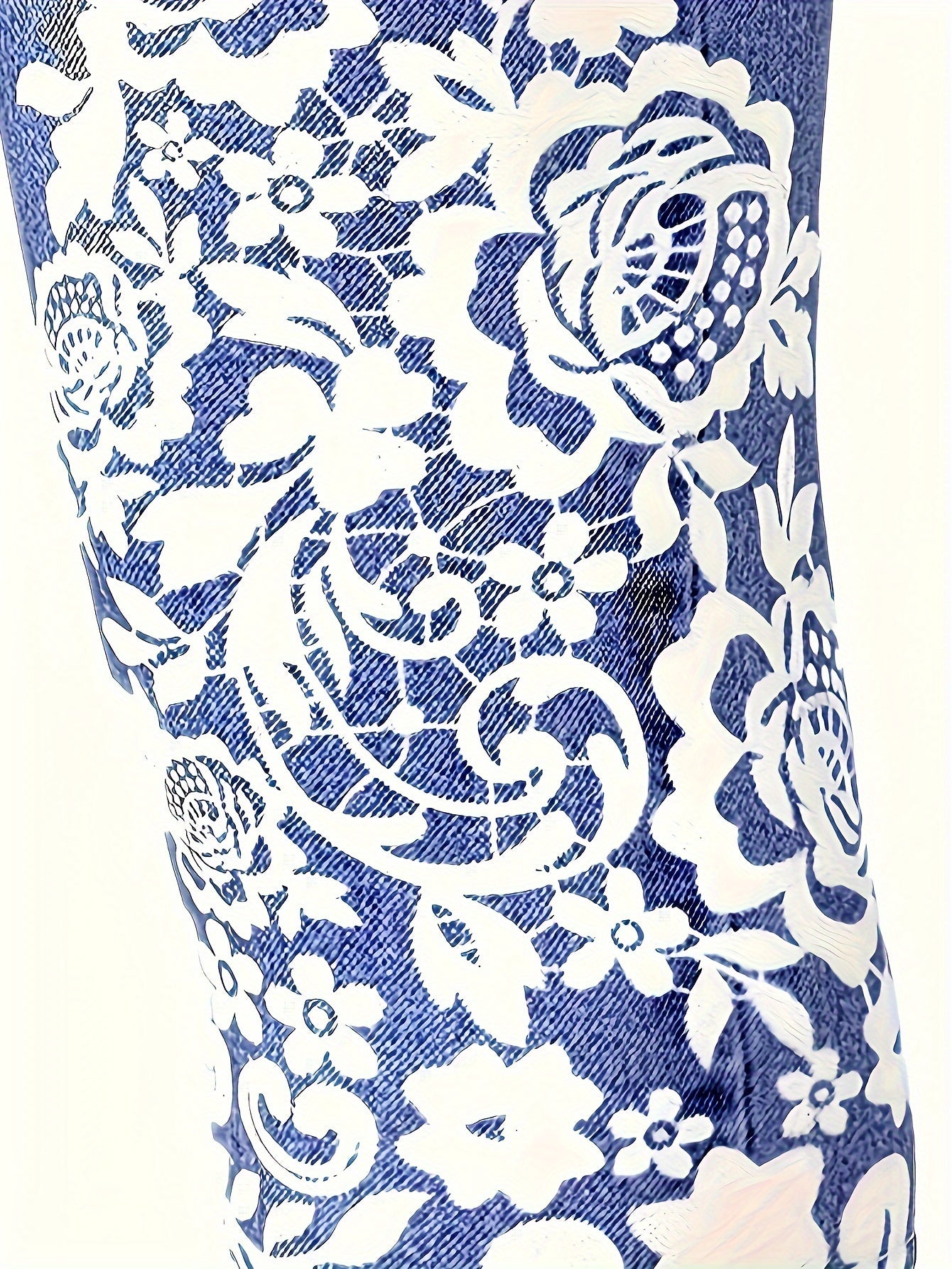 Plus Size Denim Print Faux Pocket Skinny Pants Breathable Stretch Trousers