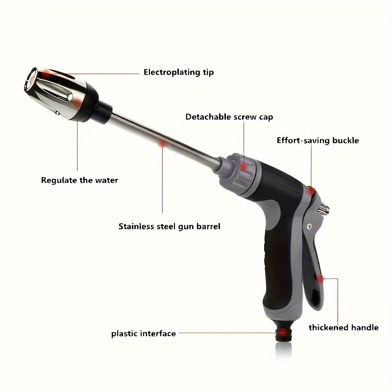 High-Pressure Car Wash Gun with Multifunctional Garden Hose Nozzle and Adjustable Rod Sprayer