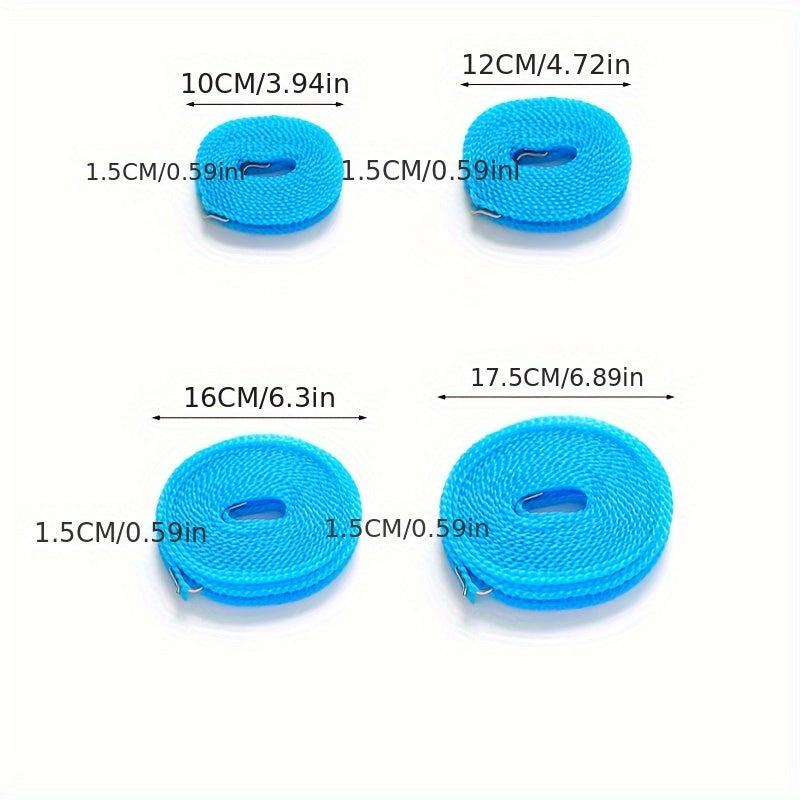 Set of 3 Extendable Nylon Laundry Clotheslines 3-10m Wind-Resistant for Home and Travel