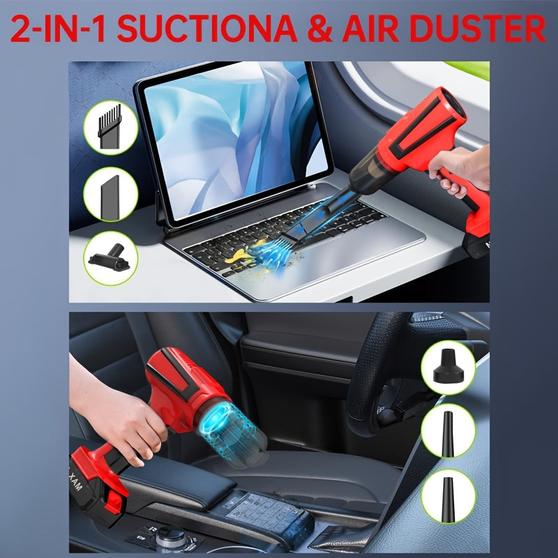 Kuchli so'rish qobiliyatiga ega, simsiz brushless motorli portativ mini qo'l vakuum tozalagich. Tozalash, changni puflash, kichik narsalarni shishirish uchun yuqori quvvatli USB orqali zaryadlanadigan, turli xil qo'shimchalar bilan.