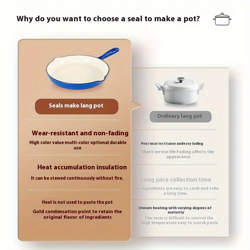 Cast Iron Skillet 26cm Non-Stick Flat Bottom Saute Pan with Handle