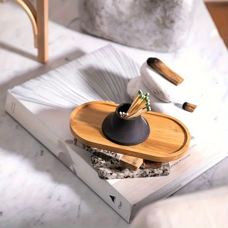 Bamboo Bathroom and Kitchen Tea Tray Multi-Use Decor Organizer