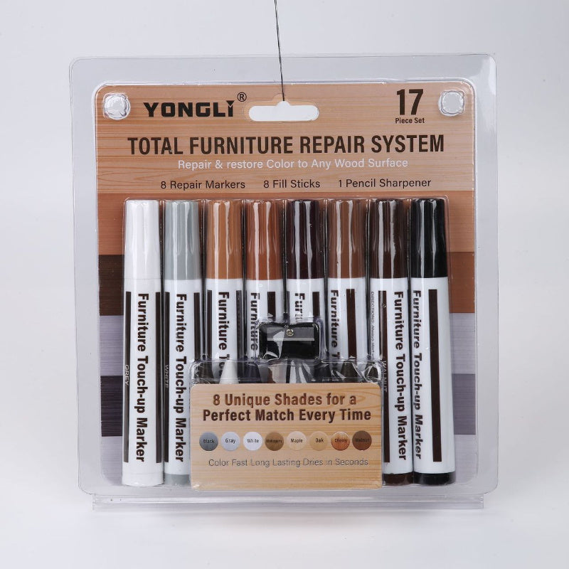 16pcs Furniture Repair Kit with Wooden Marking Pen and Wax Stick for Wooden Surfaces Floors Tables Carpentry