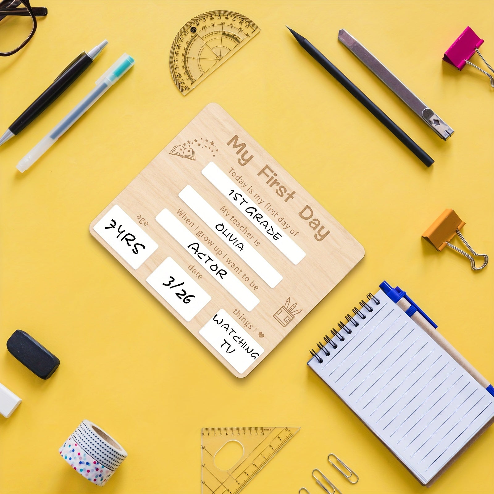 Tablero de hitos de madera blanca para recuerdos de regreso a clases, accesorio reutilizable para fotos para niños y niñas