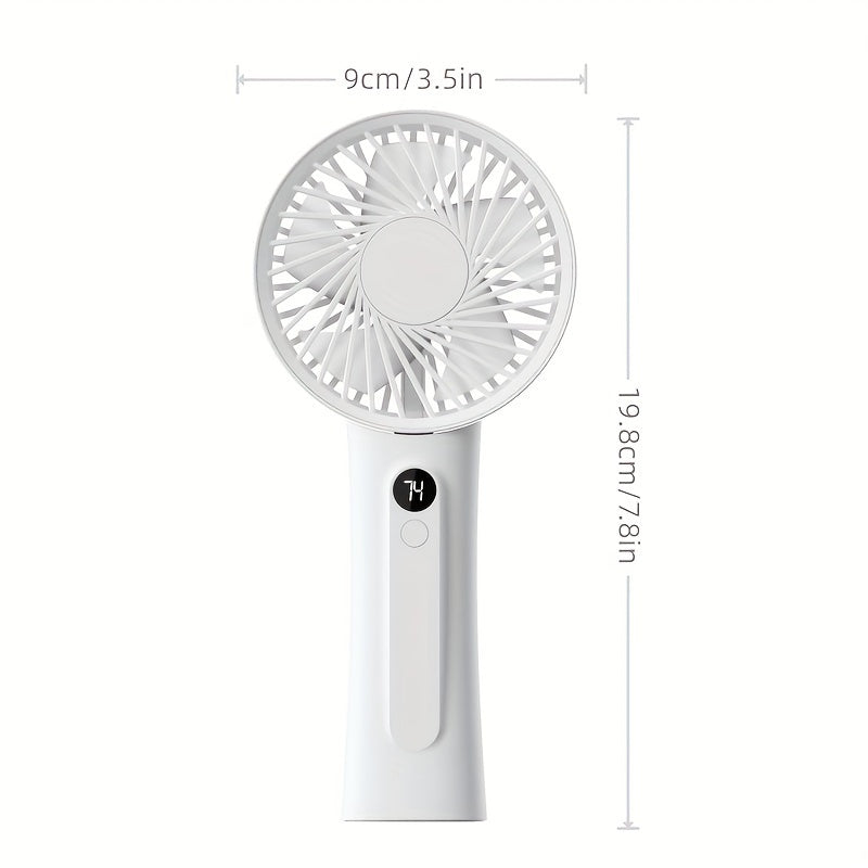 USB Rechargeable Mini Fan with Digital Display, Portable Desk and Outdoor Use