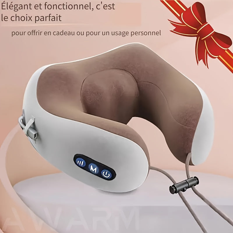 Electric Neck Massager U-Shaped Pillow with Memory Foam Heated Deep Tissue Kneading