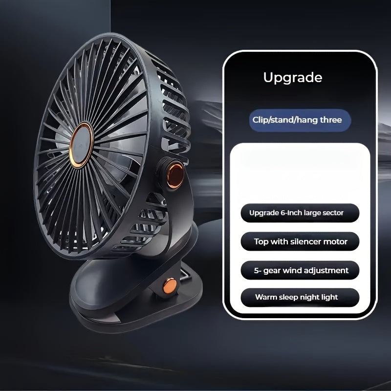 JKUOO Ultra-Quiet USB Qayta to'ldiriladigan shamol bilan kuchli havo oqimi, 5 tezlik, 720° aylanish dizayni – Uy, ofis, sayohat va ochiq havoda foydalanish uchun portativ sovutish klipli shamol, oq, stolga o'rnatiladigan