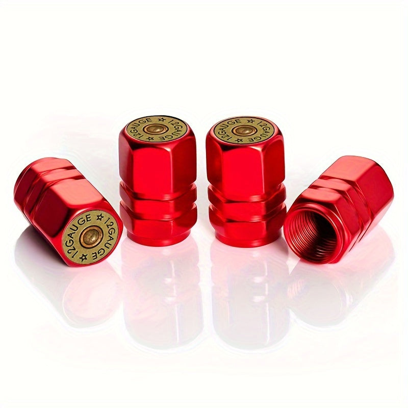 Black Tire Valve Caps 4 Pack Aluminum Alloy Dustproof for Cars Trucks SUVs Motorcycles