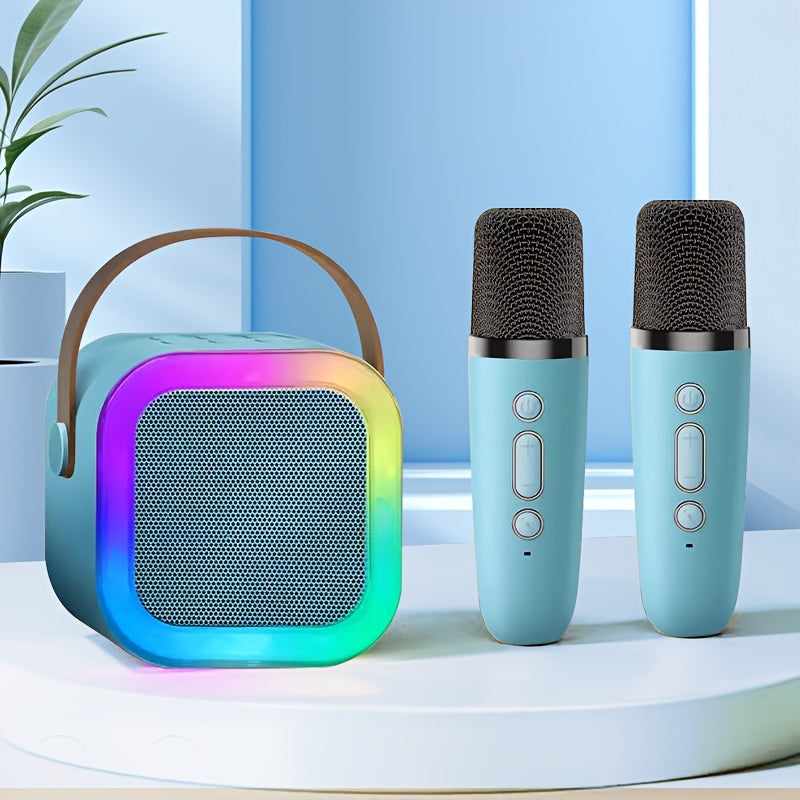 Wireless Mini Karaoke Speaker with RGB Lights Portable Bluetooth Party Machine for Family Gatherings