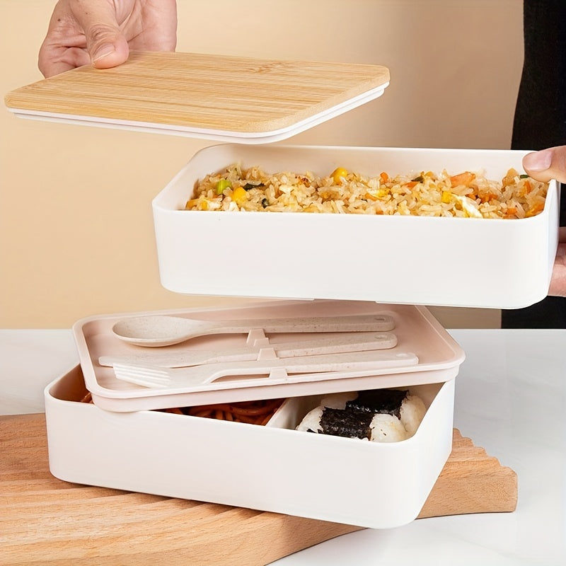 Insulated Bento Lunch Box Set with Leakproof Containers, Bamboo Lids, Dividers
