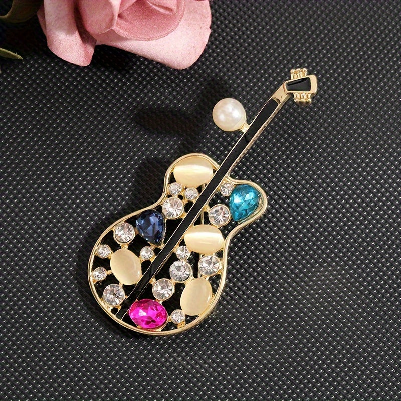 Hollowed-Out Alloy Brooch with Imitation Cat's Eye Stones Irregular Shape for Coats