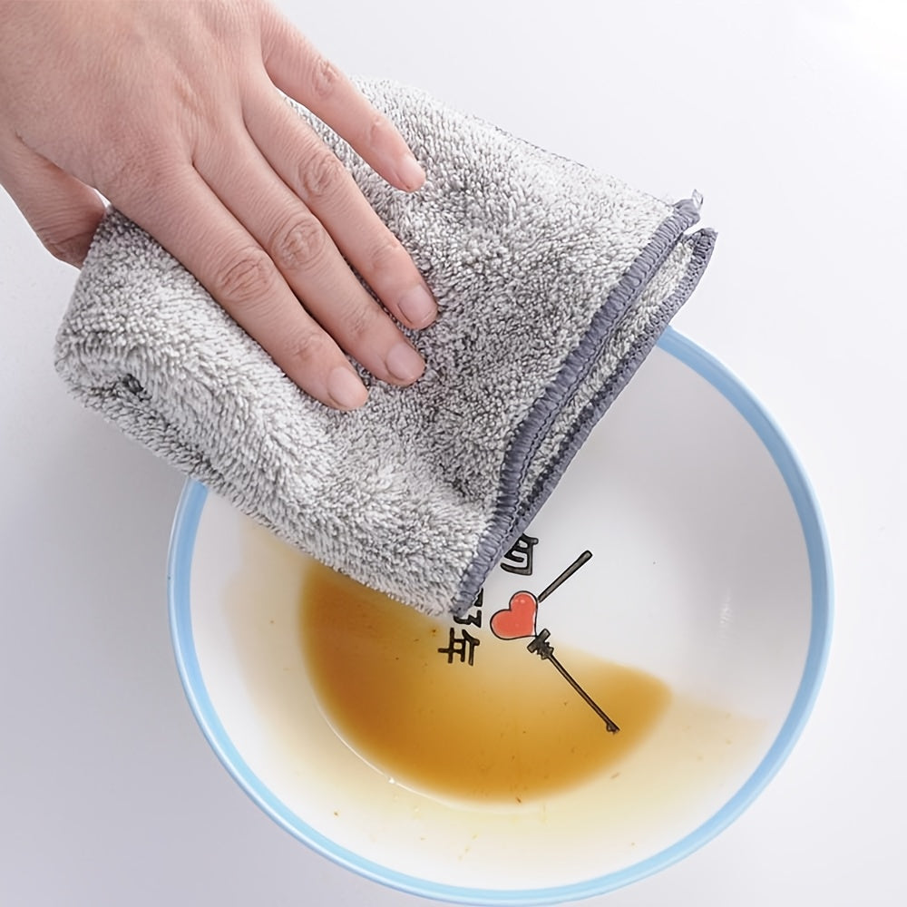 Gray Bamboo Charcoal Fiber Dish Towels Pack of 3 Absorbent Microfiber Cleaning Cloths