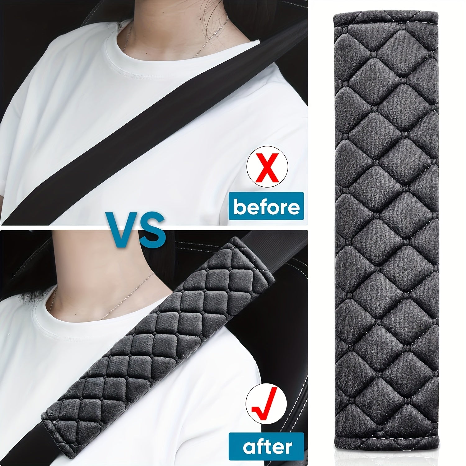 2-Pack Faux Fur Car Seat Belt Covers Universal Fit Shoulder Protectors for Adults