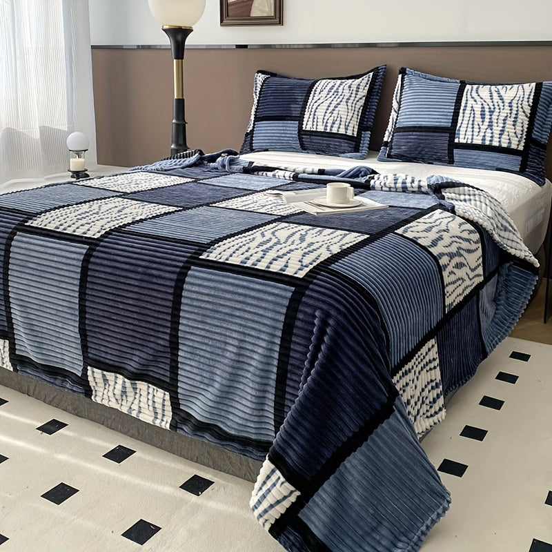 Manta de terciopelo impresa geométrica para cama, sofá, camping, aire acondicionado, todas las estaciones