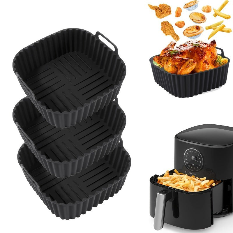 Qayta ishlatiladigan Silikon Havo Fryer Liner 20.32cm, 4-7 QT uchun, yopishqoq bo'lmagan pech, mikroto'lqinli pech uchun xavfsiz