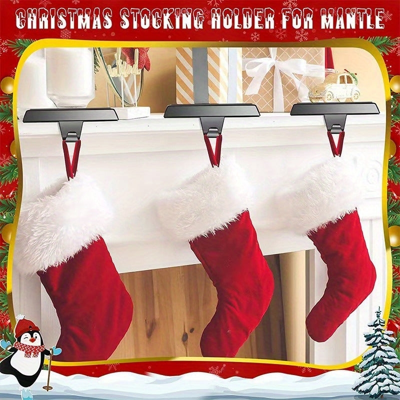 Multi-Functional Metal Fireplace Hooks for Holiday Decor Stockings Ornaments