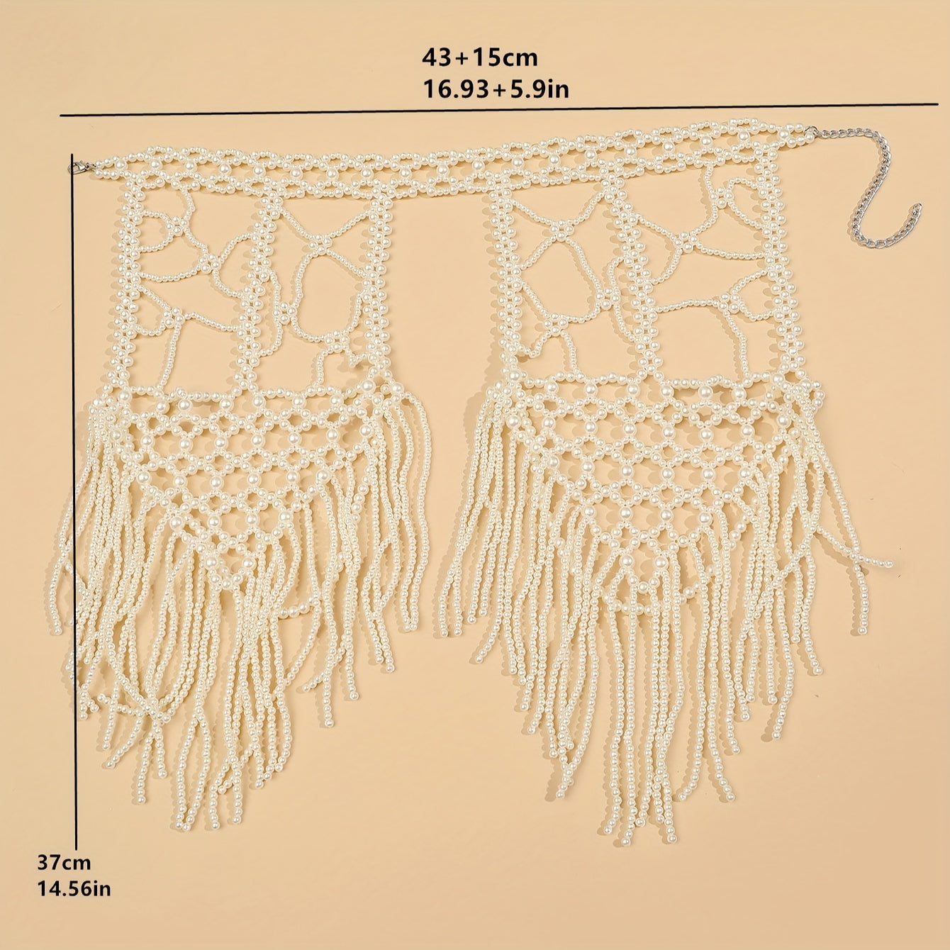 White Faux Pearl Body Chain with Silver Plated Finish for Weddings and Parties