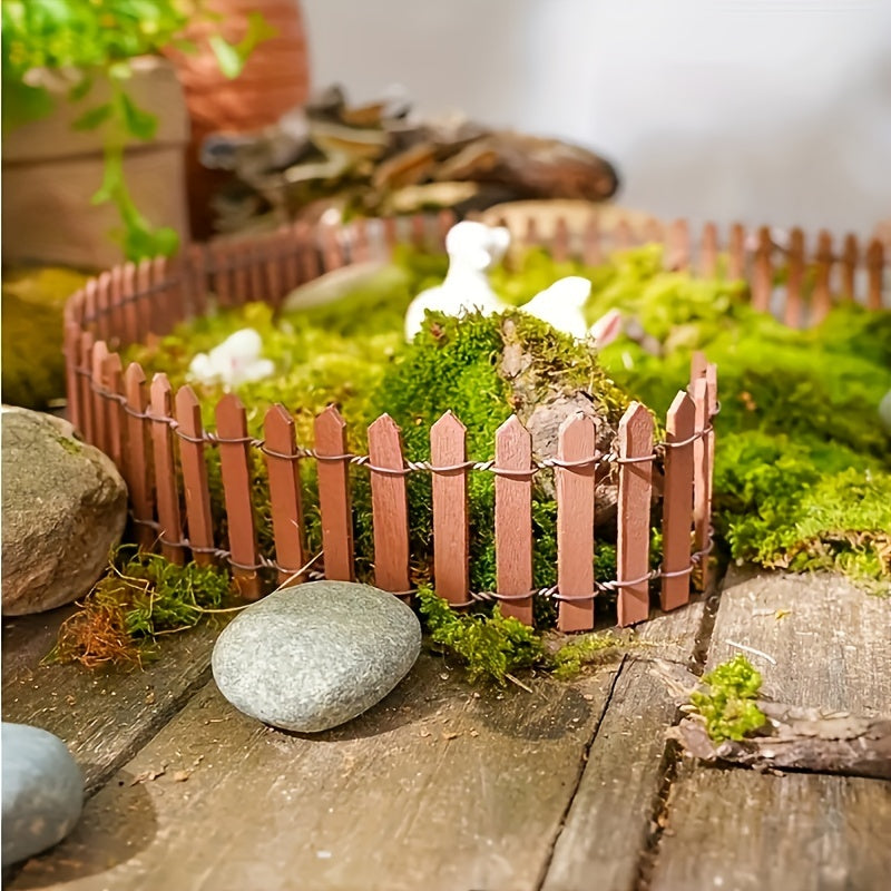 Mini Wooden Fairy Garden Fence White Chocolate Miniature Garden Decor for Home and Garden