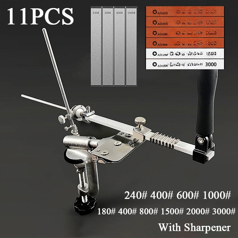 Bir Ruixin Pro Professional Fixed Angle Knife Sharpener bilan sozlanadigan tutqich, Whetstones va Diamond tizimlariga mos keladi, chidamli material.