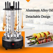 Cheksiz ichki grill, tutunsiz pishirish uchun, shishliklar, Rodizio Asador, Shawarma va boshqalar uchun ideal! Kabob shishliklari, barbekyu savatchalari va qo'lqoplar bilan birga - uy uchun mukammal