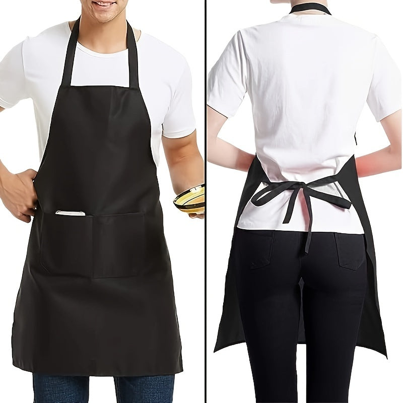 Waterproof Polyester Apron with Pockets for Cooking BBQ and Salon Use in Red Black Pink