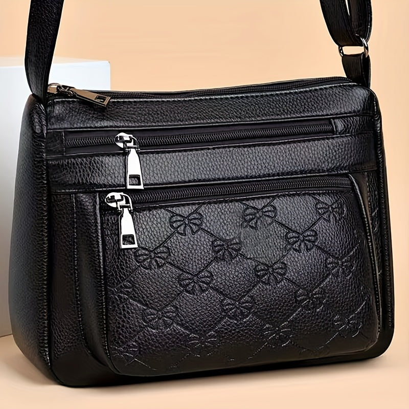 Black Crossbody Bag for Women with Adjustable Strap and Zipper Closure