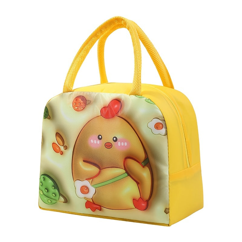 Insulated Aluminum Film Lunch Bag Waterproof Oil-Proof Portable Cartoon Design for Autumn Winter Travel