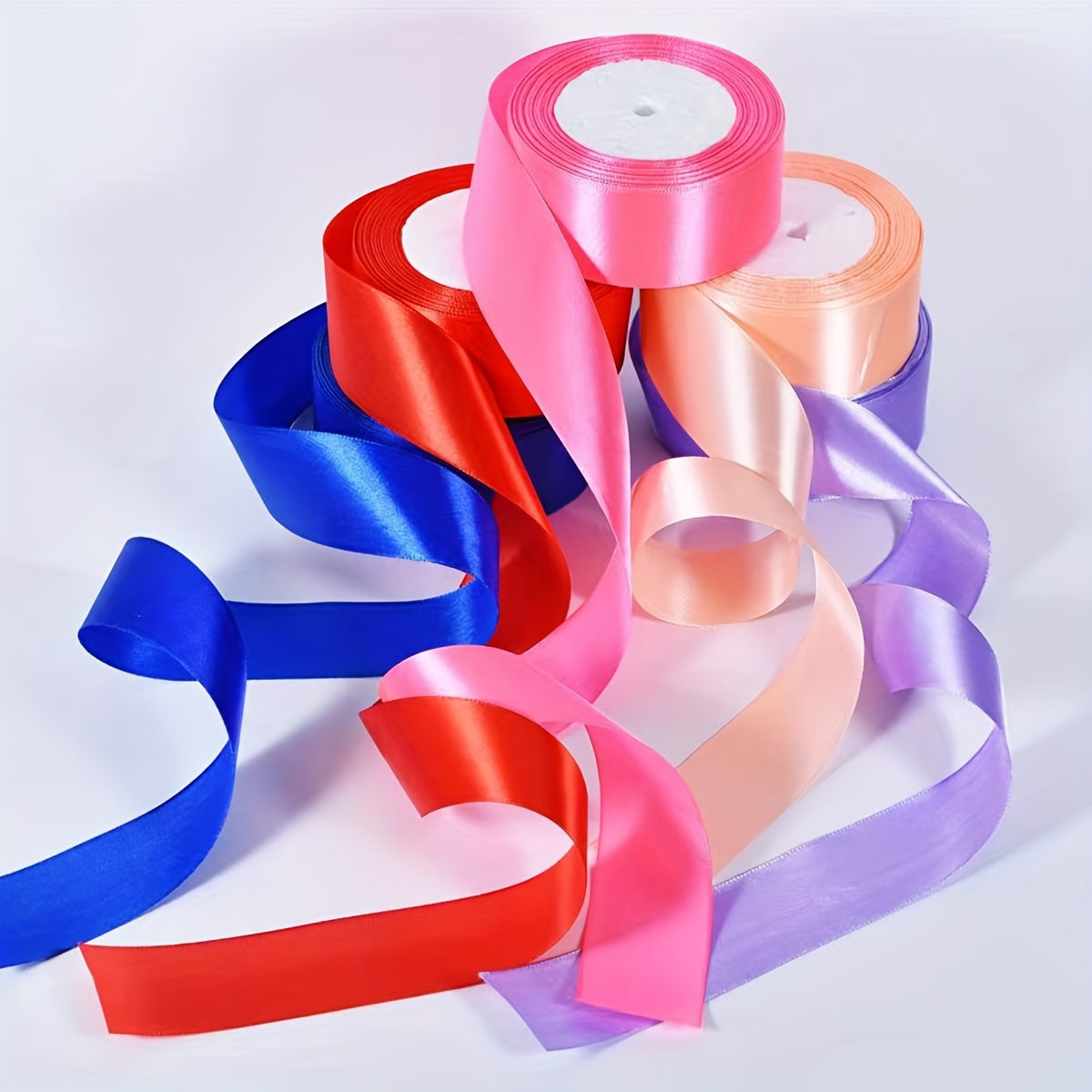 Satin Ribbon Pack 3 Pieces 4cm Wide 22m Long for Wedding Cake Decoration and DIY Crafts