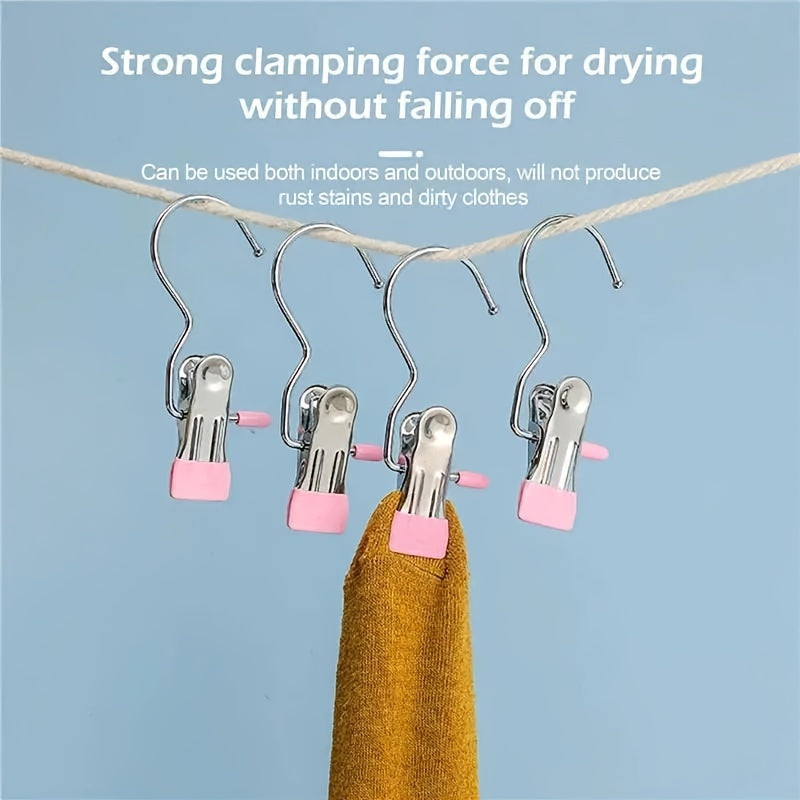 Set of 10 Stainless Steel Multi-Purpose Hangers with Hooks for Hats Socks and Pants