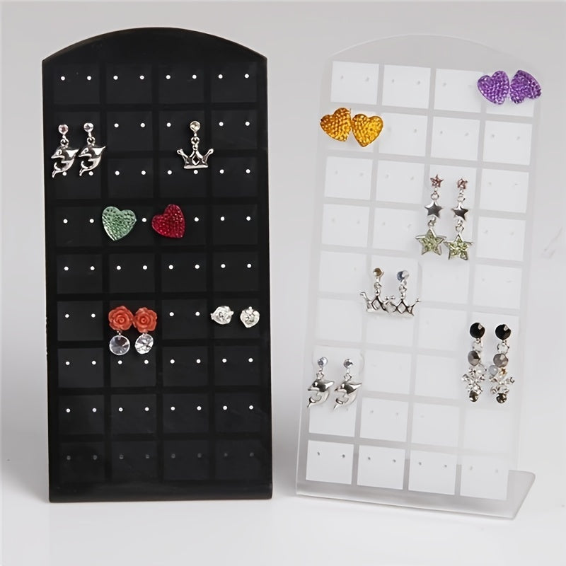 Acrylic Jewelry Display Stand with 72 and 48 Holes for Earrings Black and White