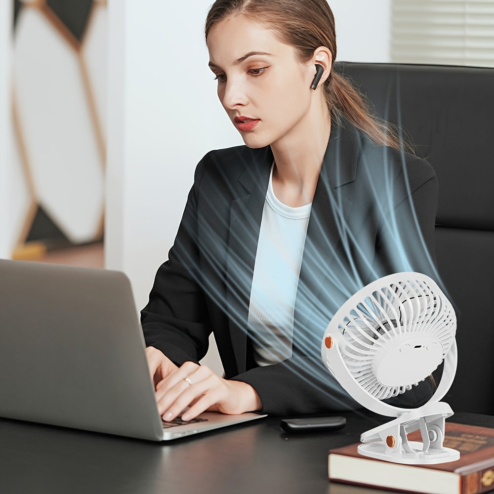 Portable Clip Fan USB Rechargeable Quiet Battery Operated for Camping Travel Desk Outdoor