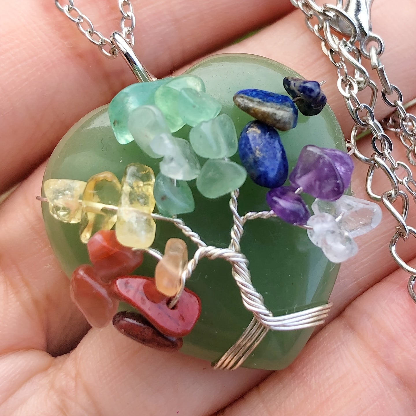 7 Chakraga toshli Hayot Daraxti Yurak Taxtasi Taqilishi Uzuk Reiki Davolash Zargarlik Buyumlari