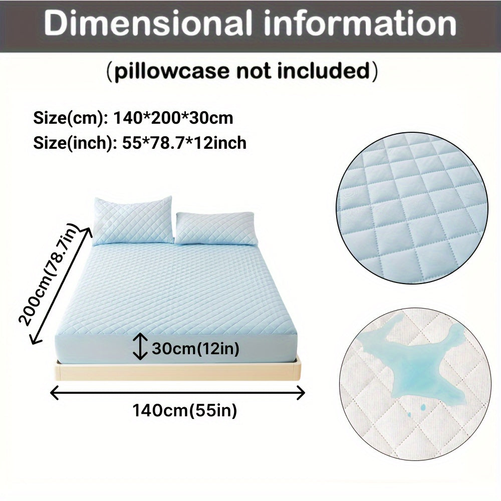 3-Layer Quilted Waterproof Mattress Protector Fitted Sheet for Single or Double Bed