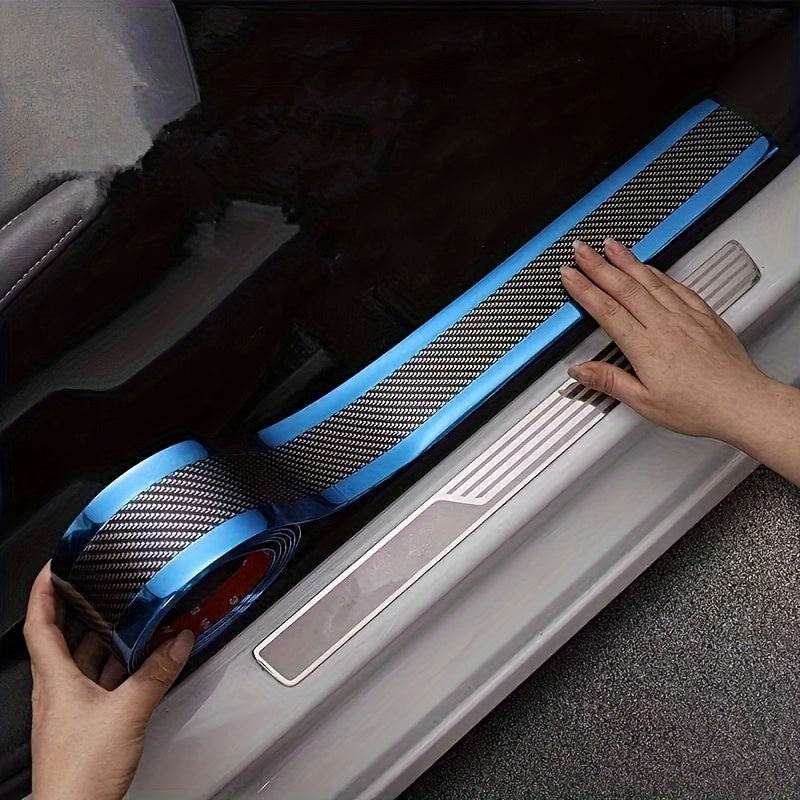 Car Door Threshold Strip Carbon Fiber Anti Scratch Door Foot Pedal Protector