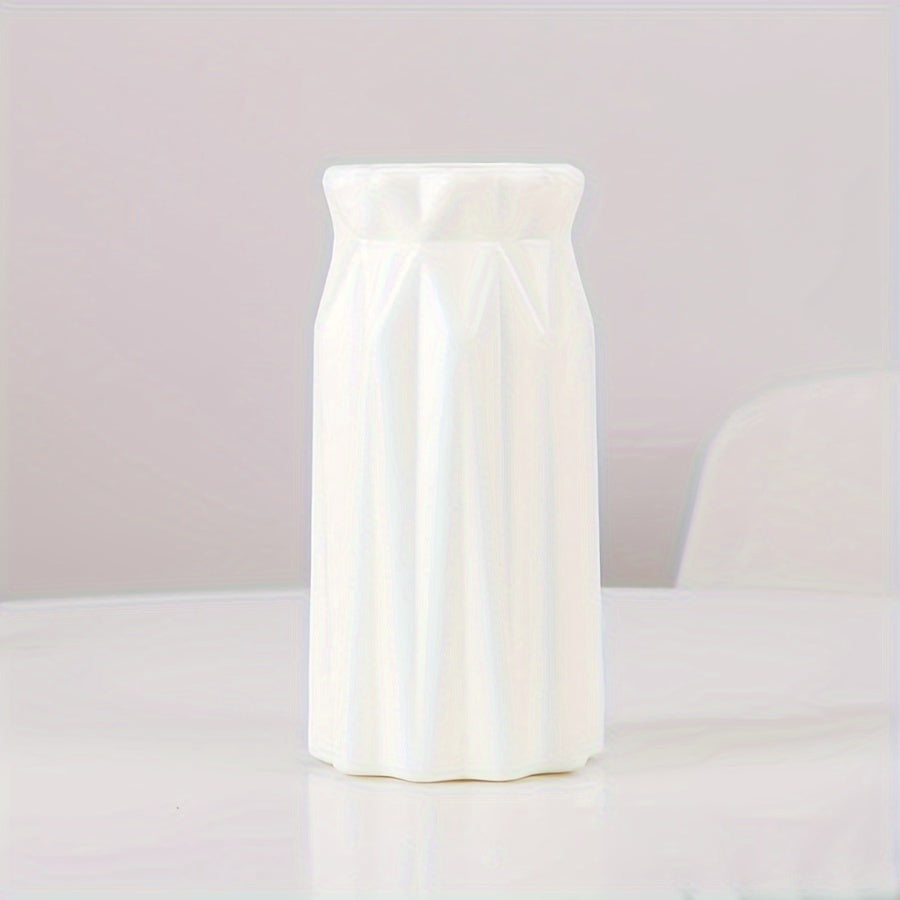 Nordic-Style Plastic Vase with Ceramic Look for Home Decor and Dining