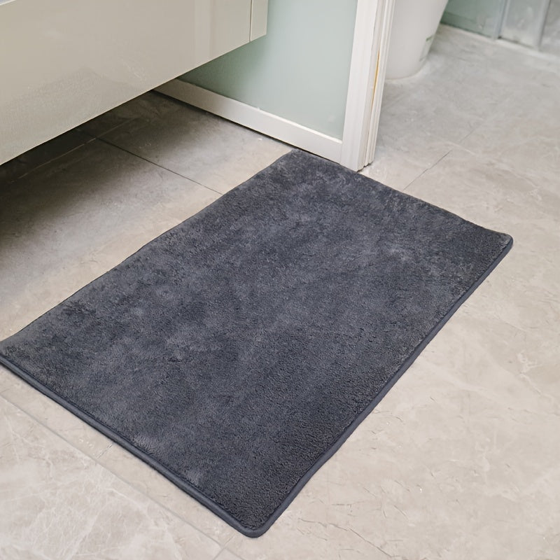 Oblong Bath Rug Non-Slip Quick-Dry Absorbent Polyester 1.8cm Thick