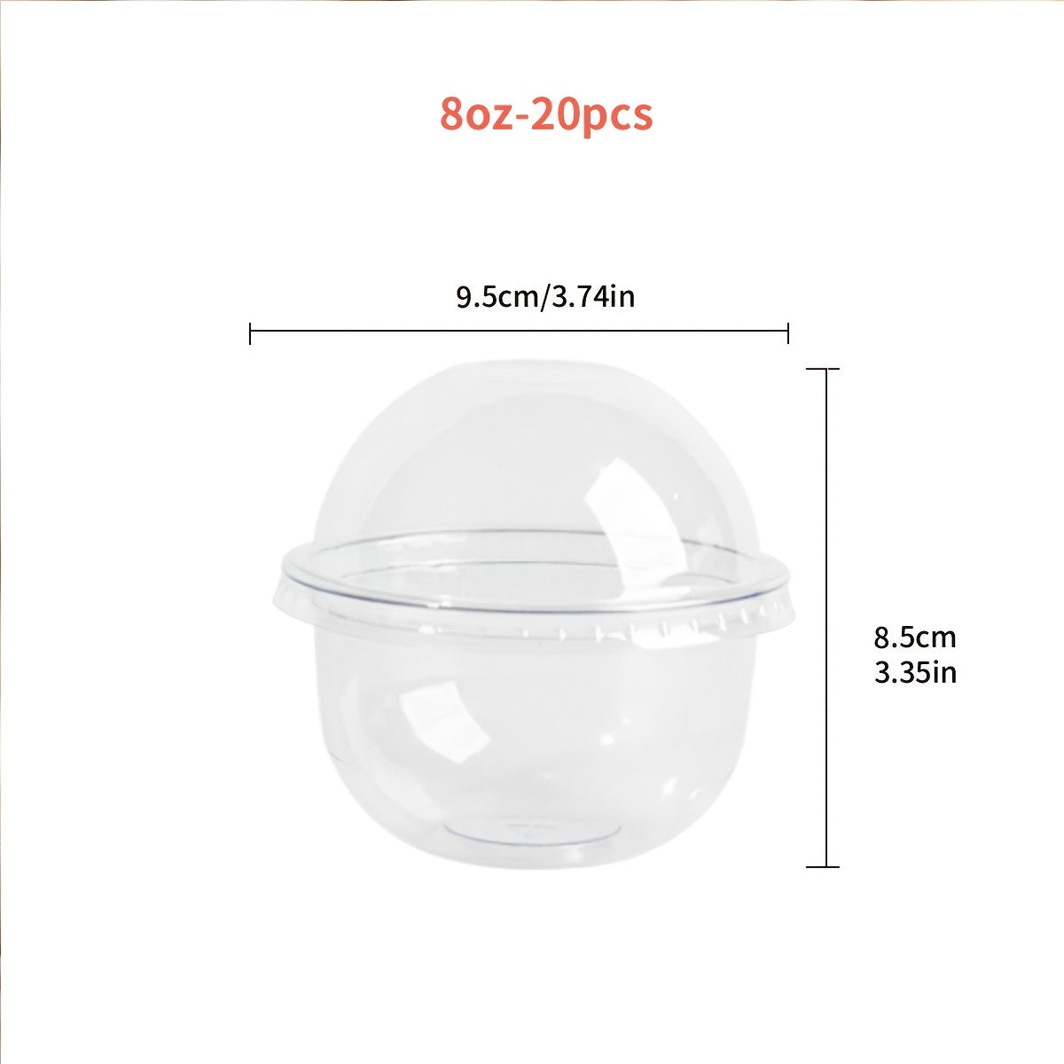 Pack of 10 20 50 8oz Clear Plastic Cake Containers with Dome Lids for Desserts