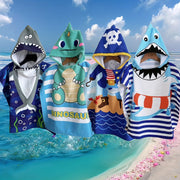 Toalla de playa para niños con dinosaurios y piratas, de punto suave, poliéster de secado rápido, con capucha