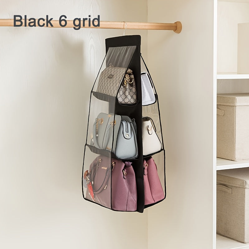 Fabric Wall Organizer with Secure Pockets for Closet Storage in Black and Dark Grey